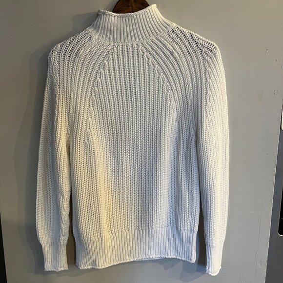 J. CREW Women's Ivory Chunky Knit Relaxed Rollneck Sweater Size XS NEW - Picture 2 of 6